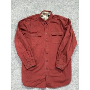 LL Bean Shirt Mens XLT Red Flannel Lined Twill Button Up Long Sleeve Cotton